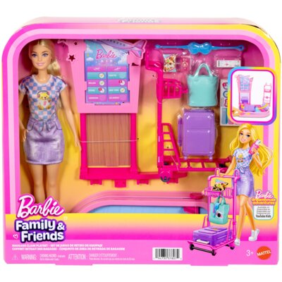 Lalka Barbie Family & Friends Odbiór bagażu JMJ49