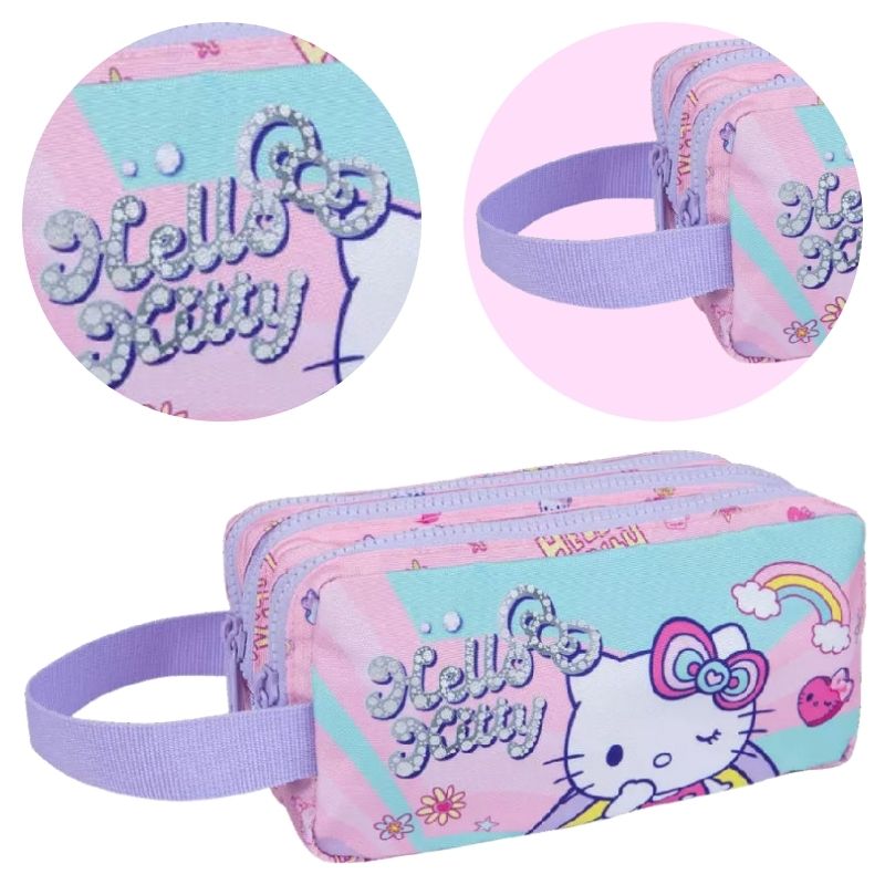 Piórnik Coolpack Hello Kitty Różowy Trzykomorowy Duży Szkolny Saszetka Dla Dziewczynki Pojemny