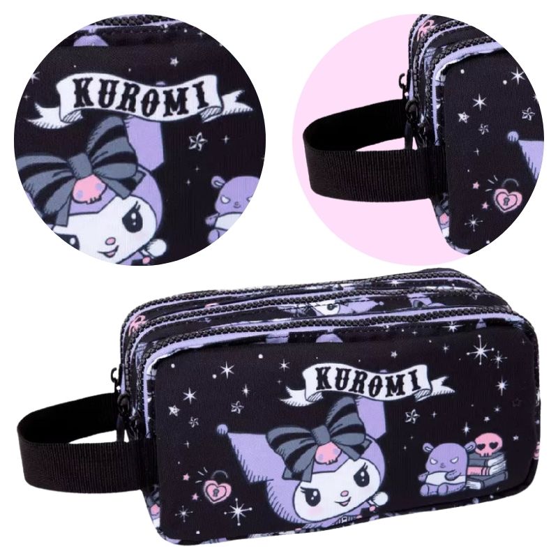 Piórnik Coolpack Kuromi Czarny Trzykomorowy Duży Szkolny Saszetka Dla Dziewczynki Pojemny
