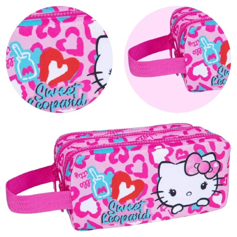 Piórnik Coolpack Hello Kitty Różowy Trzykomorowy Duży Szkolny Saszetka Dla Dziewczynki Pojemny