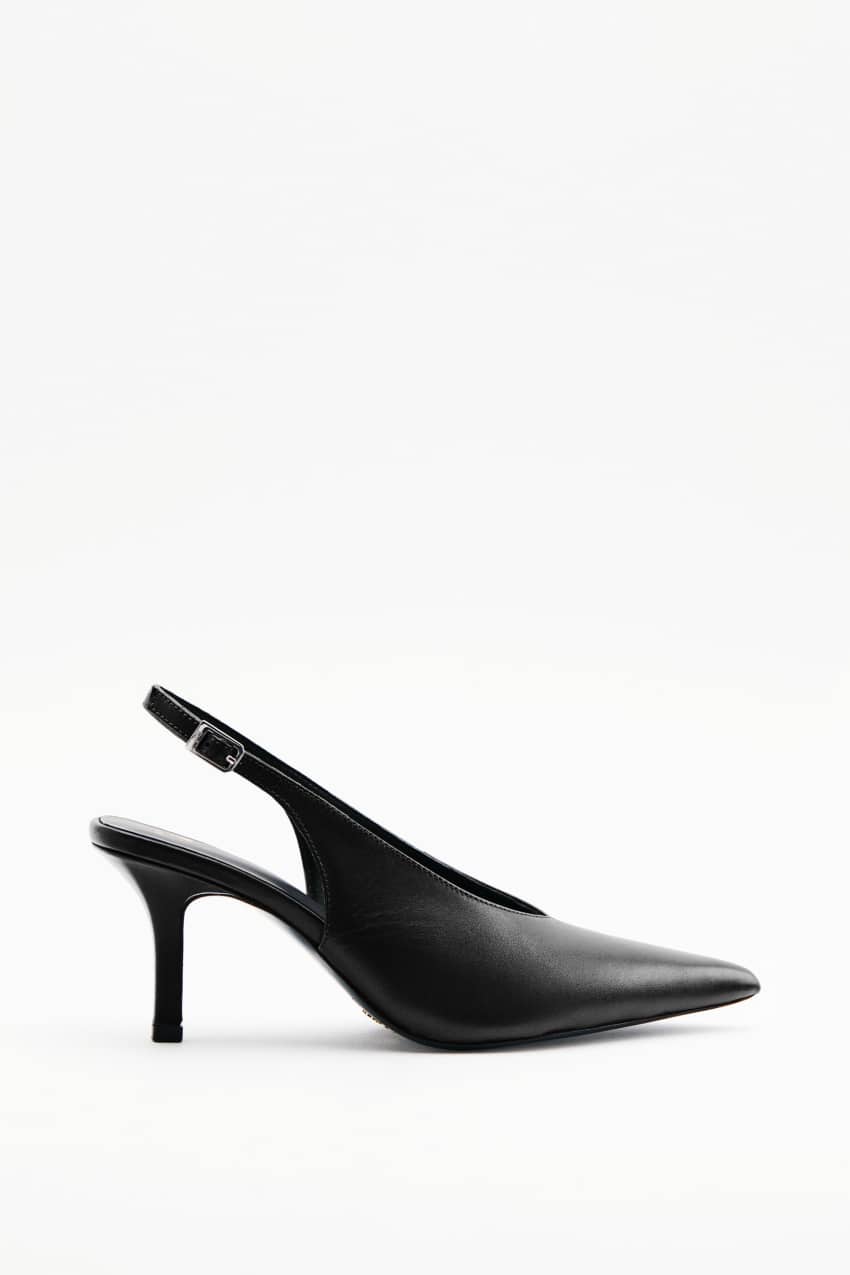 Slingbacki ze skóry na obcasie
