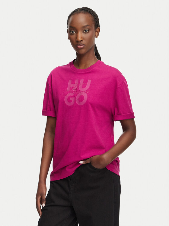 HUGO T-Shirt Dashire_5 50566678 Różowy ciemny Relaxed Fit