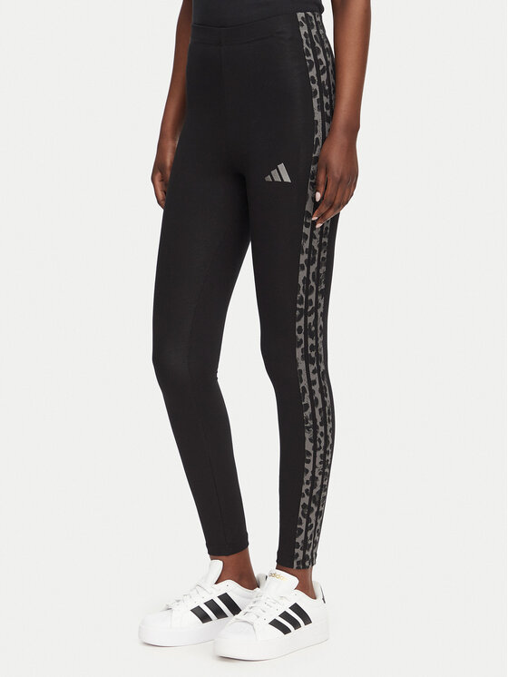 adidas Legginsy Seasonal Essentials Print 3-Stripes KS7984 Czarny Slim Fit
