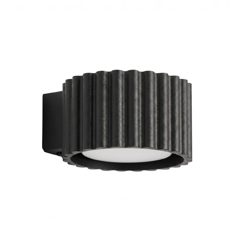 Kinkiet ścienny nowoczesny czarny okrągły ryflowany 1xGX53 10W AURA Sollux Lighting