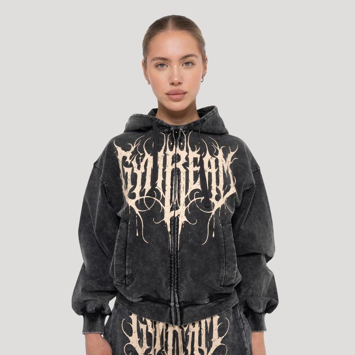 Bluza damska fitness z kapturem i zamkiem Abyss