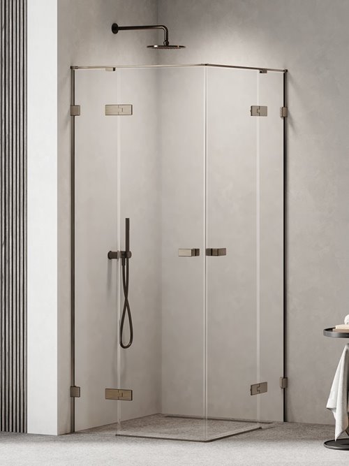 New Trendy Kabina prysznicowa prostokątna 120x90 cm stal szczotkowana, zawiasy 180º AXJ-1060 Gunmetal Brushed
