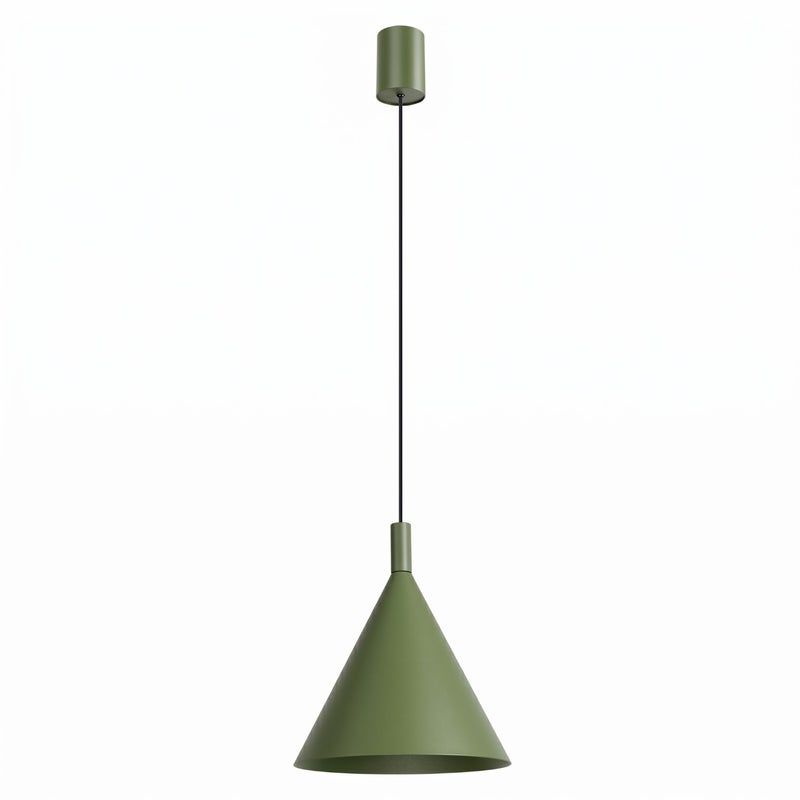 Lampa wisząca klasyczna zielona oliwkowa stożkowy klosz fi25cm 1xE27 15W NOX Sollux Lighting