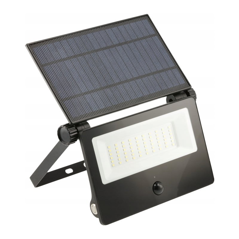 Naświetlacz solarny LUMOS II z czuj.ruchu i zmierzchu, LED, 3000lm, 6400K, 2x2600mAh wymienna, IP65 - GTV LIGHTING