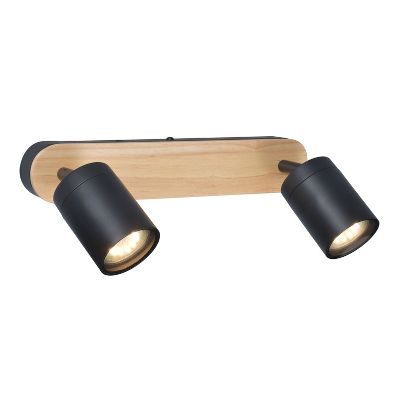Listwa reflektorowa Malabe 2xGU10 czarno-drewniana IP44 Inspire
