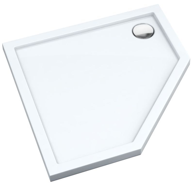 Schedpol Brodzik pięciokątny Atla 90 x 90 x 4,5 cm biały gładki