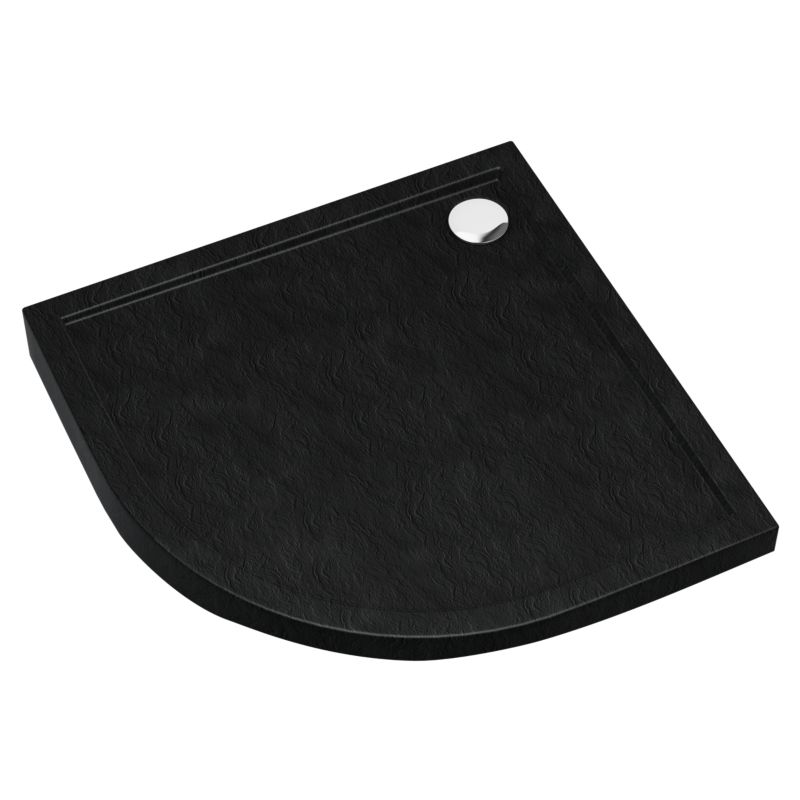 Schedpol Brodzik półokrągły Atla 90 x 90 x 4,5 cm czarny strukturalny