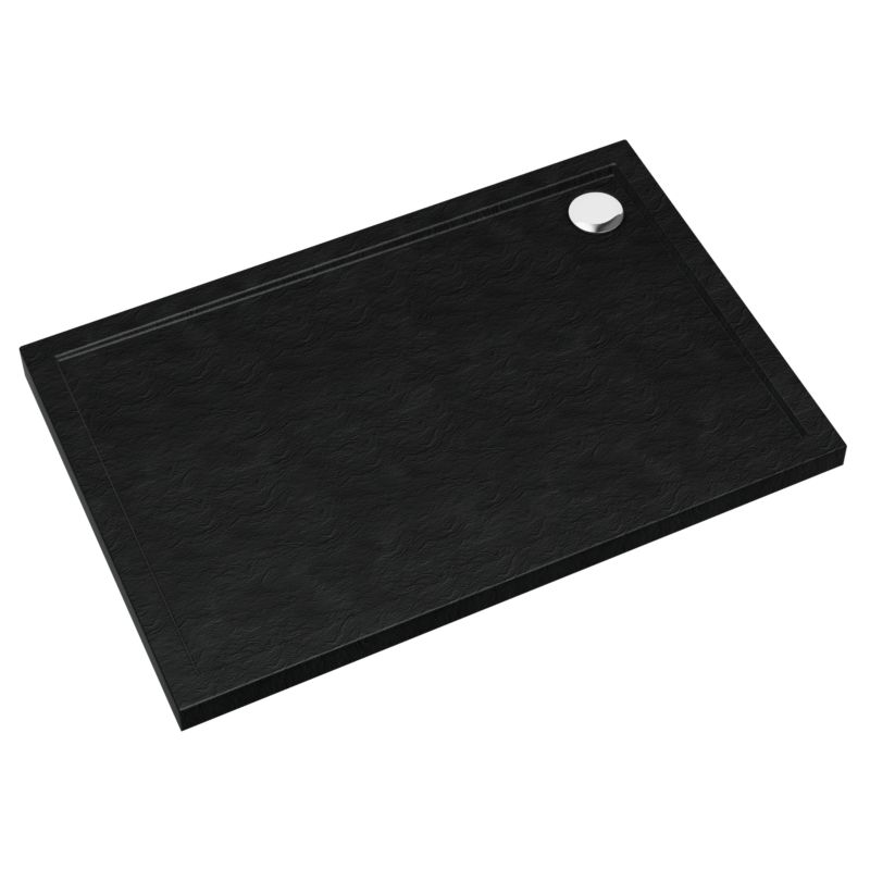 Schedpol Brodzik prostokątny Atla 80 x 120 x 4,5 cm czarny strukturalny