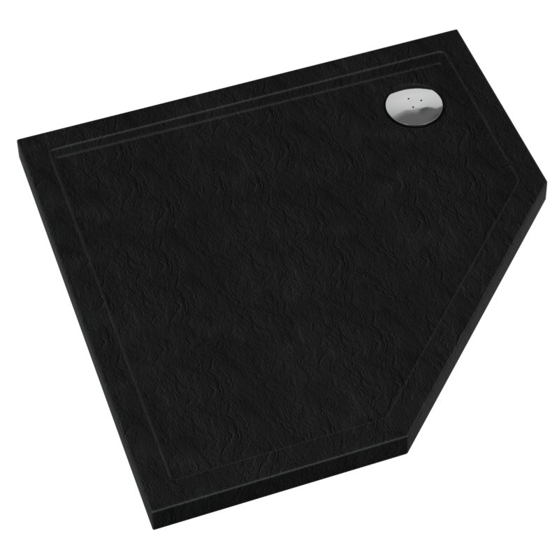 Schedpol Brodzik pięciokątny Atla 90 x 90 x 4,5 cm czarny strukturalny