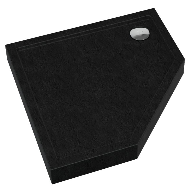 Schedpol Brodzik zintegrowany Lena New Black Stone pięciokątny 90 x 90 x 12 cm czarny strukturalny