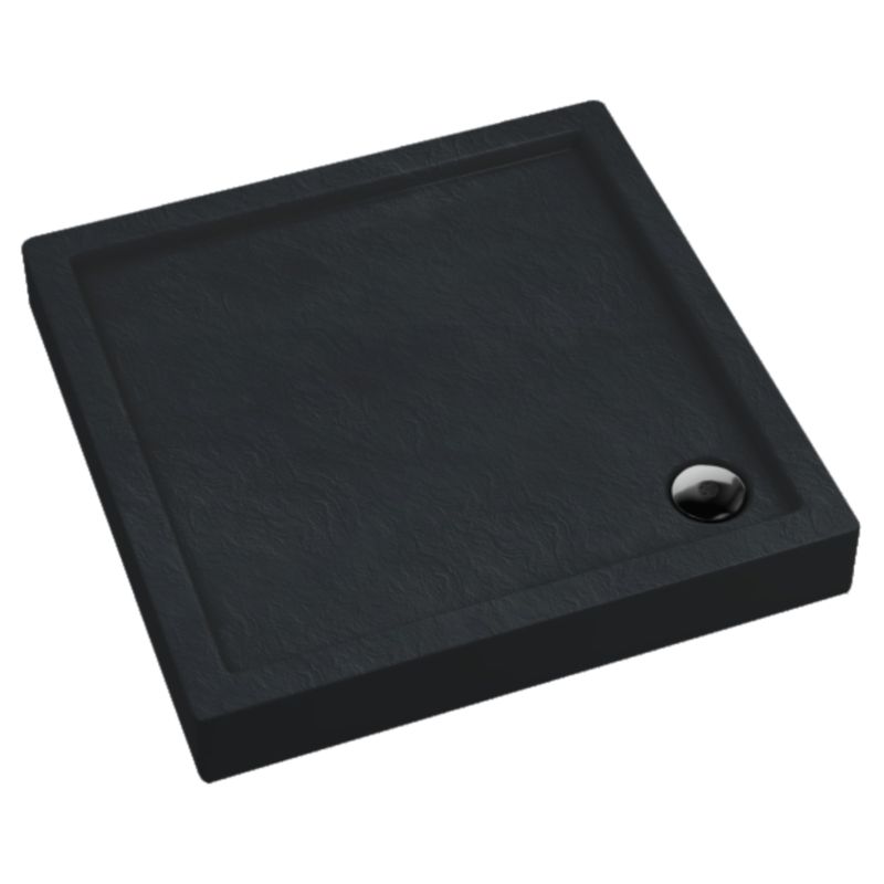 Schedpol Brodzik zintegrowany Lena New Black Stone kwadratowy 90 x 90 x 12 cm czarny strukturalny