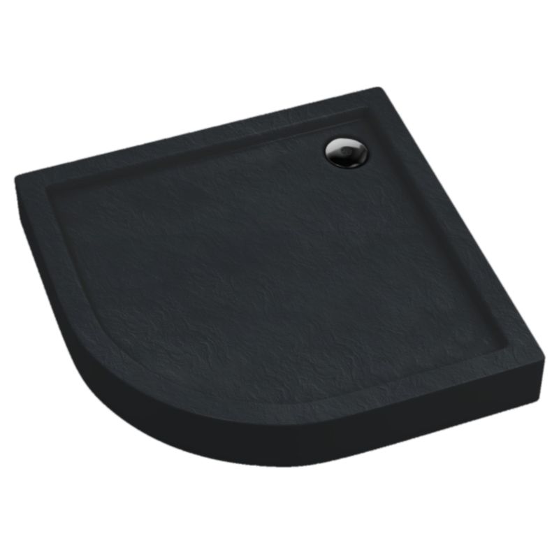 Schedpol Brodzik zintegrowany Lena New Black Stone półokrągły 90 x 90 x 12 cm czarny strukturalny