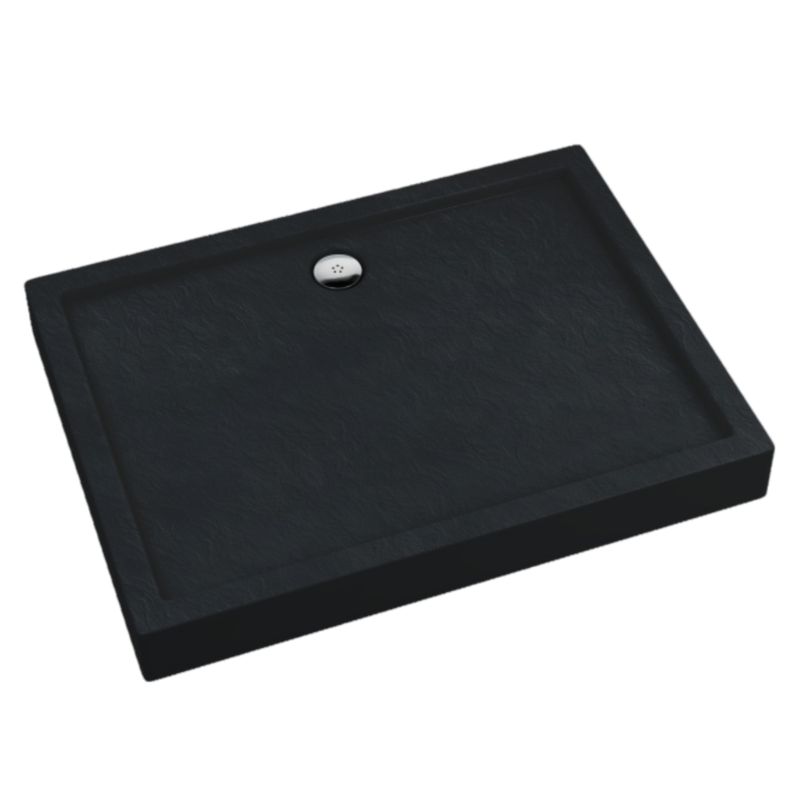 Schedpol Brodzik zintegrowany Lena New Black Stone prostokątny 90 x 100 x 12 cm czarny strukturalny