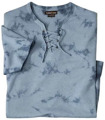 T-shirt tie & dye wiązany pod szyją Mężczyzna Atlas For Men - Kolor : Niebieski - Rozmiar : 4XL