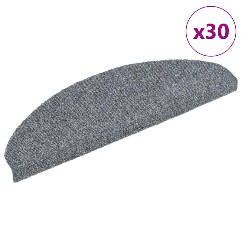 Maty na schody samoprzylepne 30 szt. 65x21x4 cm Jasnoszary Półokrągły Duży vidaXL