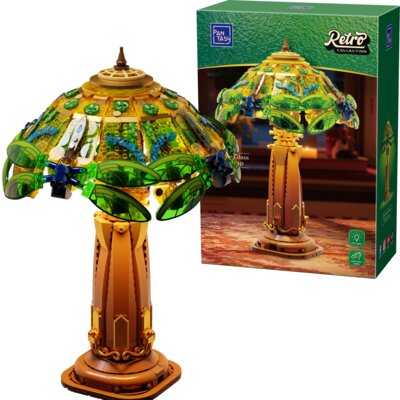 Klocki konstrukcyjne PANTASY Retro Witrażowa Lampa Stołowa 1067 elementów