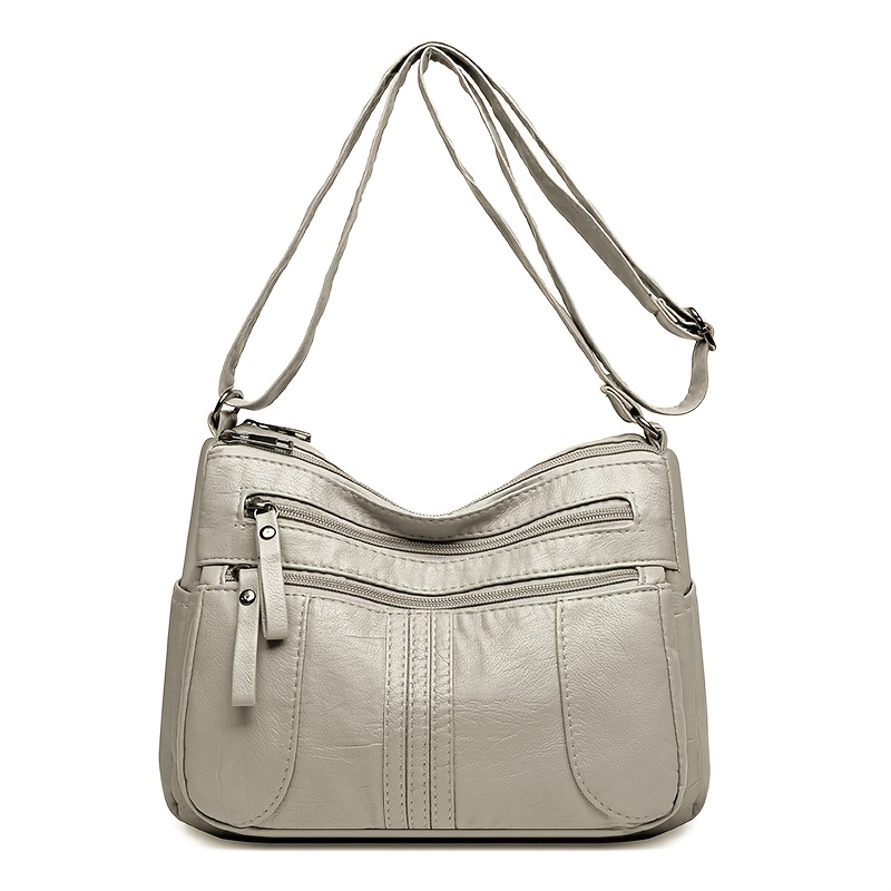 TEMU Damska torba crossbody z miękkiej sztucznej skóry z wieloma kieszeniami, duża torba na ramię, codzienna torba na co dzień dla kobiet dojrzałych