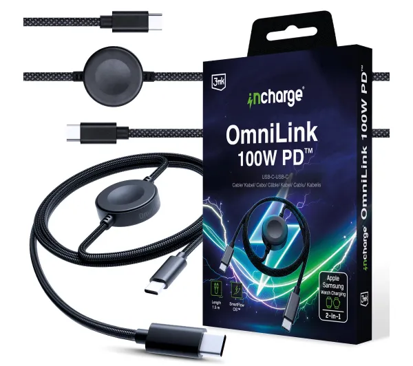3mk incharge OmniLink 2w1 100W PD 1,5m Czarny