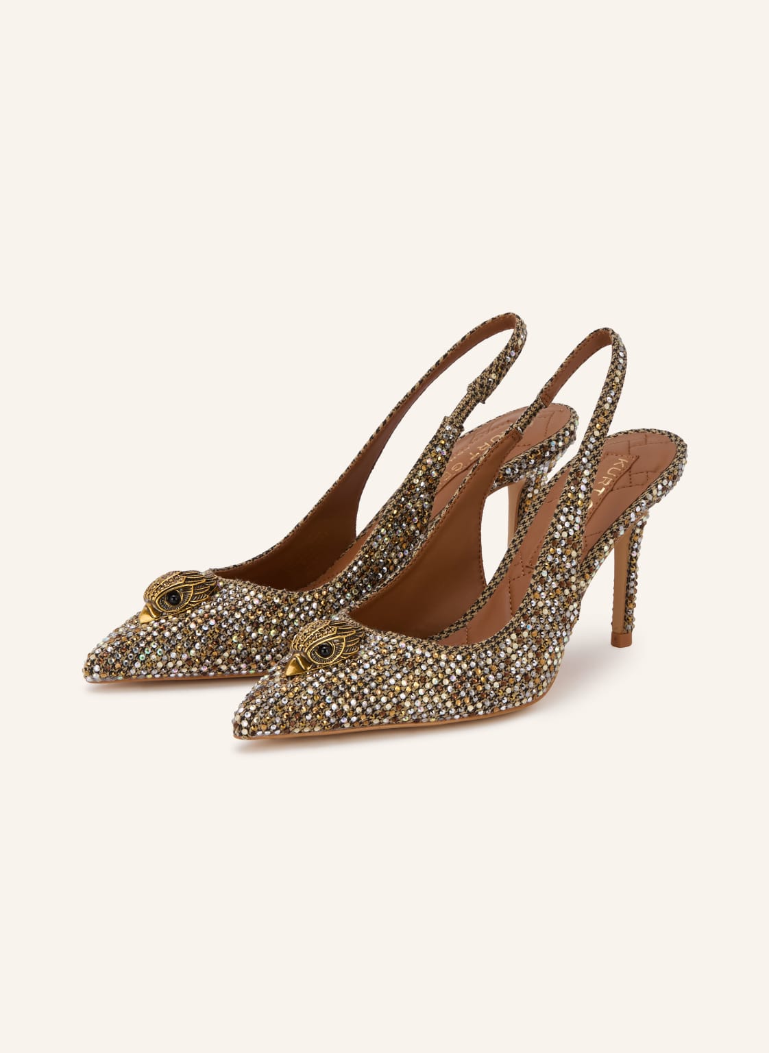 Kurt Geiger Czółenka Typu Slingback Belgravia Z Kamieniami Ozdobnymi beige