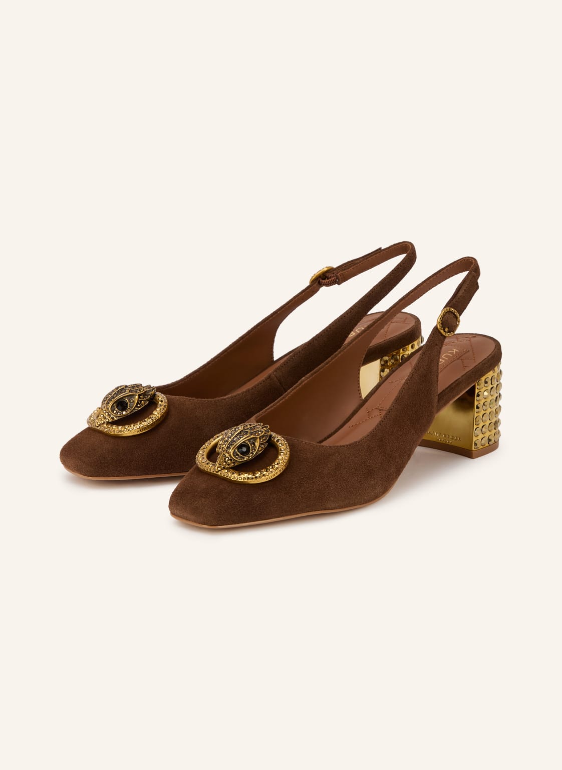 Kurt Geiger Czółenka Typu Slingback Z Kamieniami Ozdobnymi braun