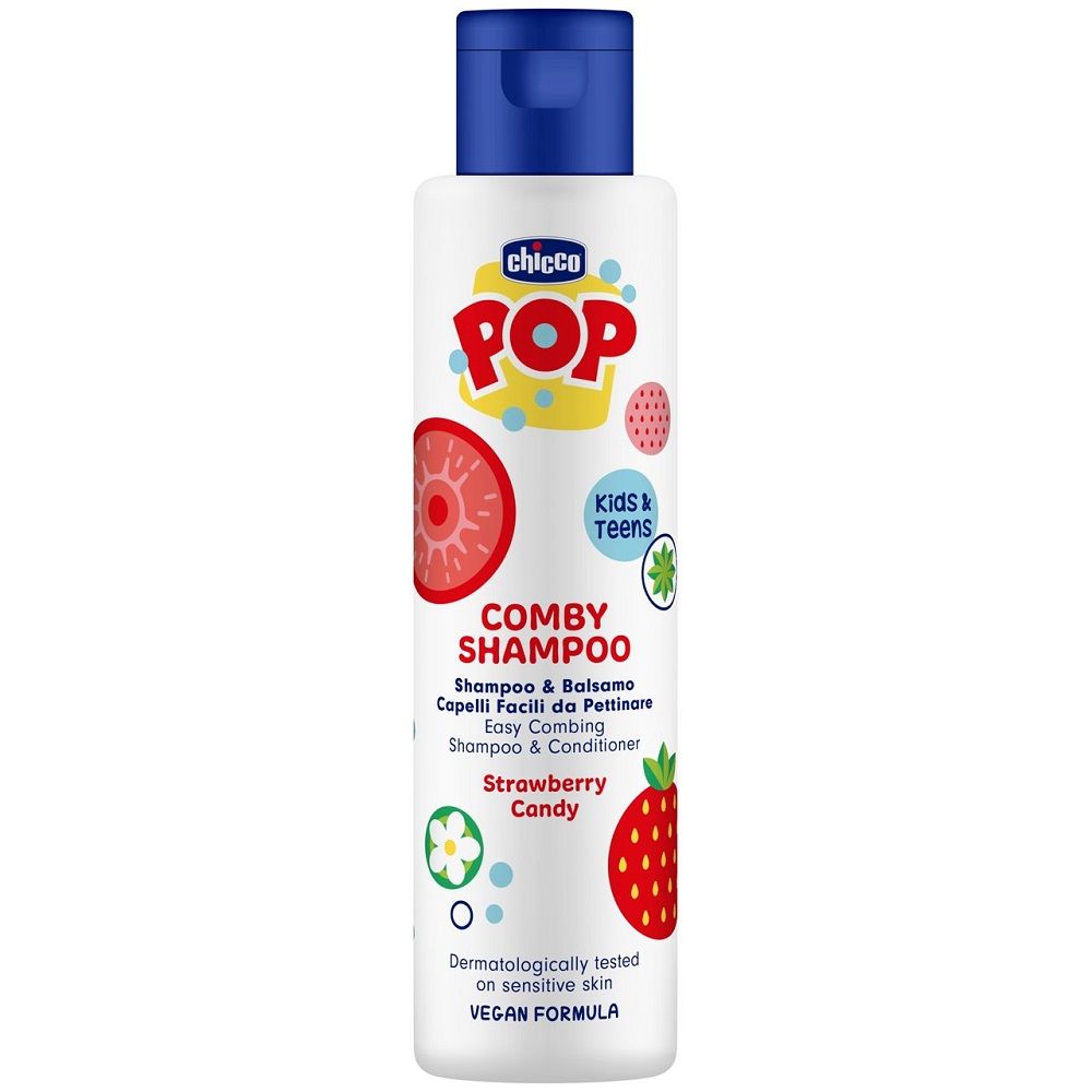 CHICCO Pop Comby Shampoo And Conditioner szampon i odżywka w jednym Strawberry Candy 250ml