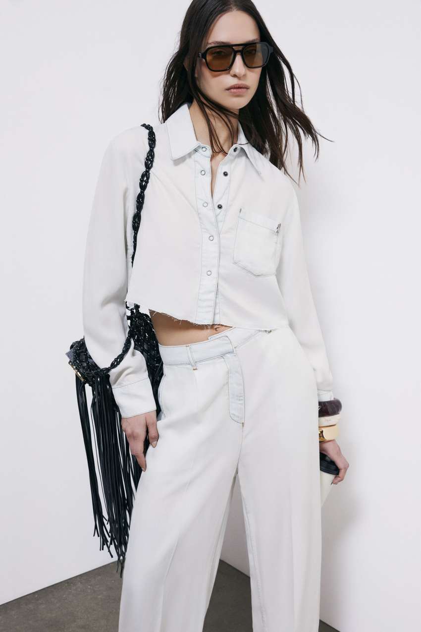 Koszula denim cropped