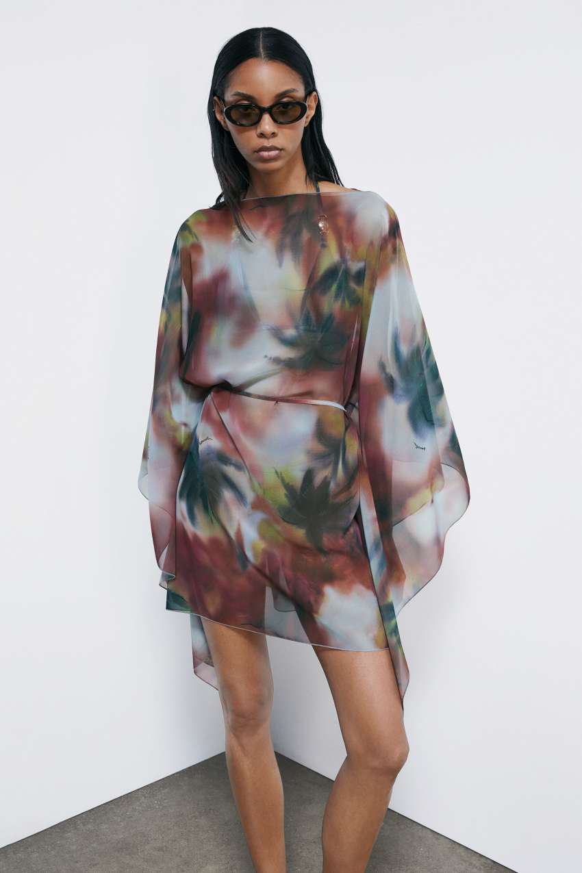Plażowy kaftan z nadrukiem Summer Faded