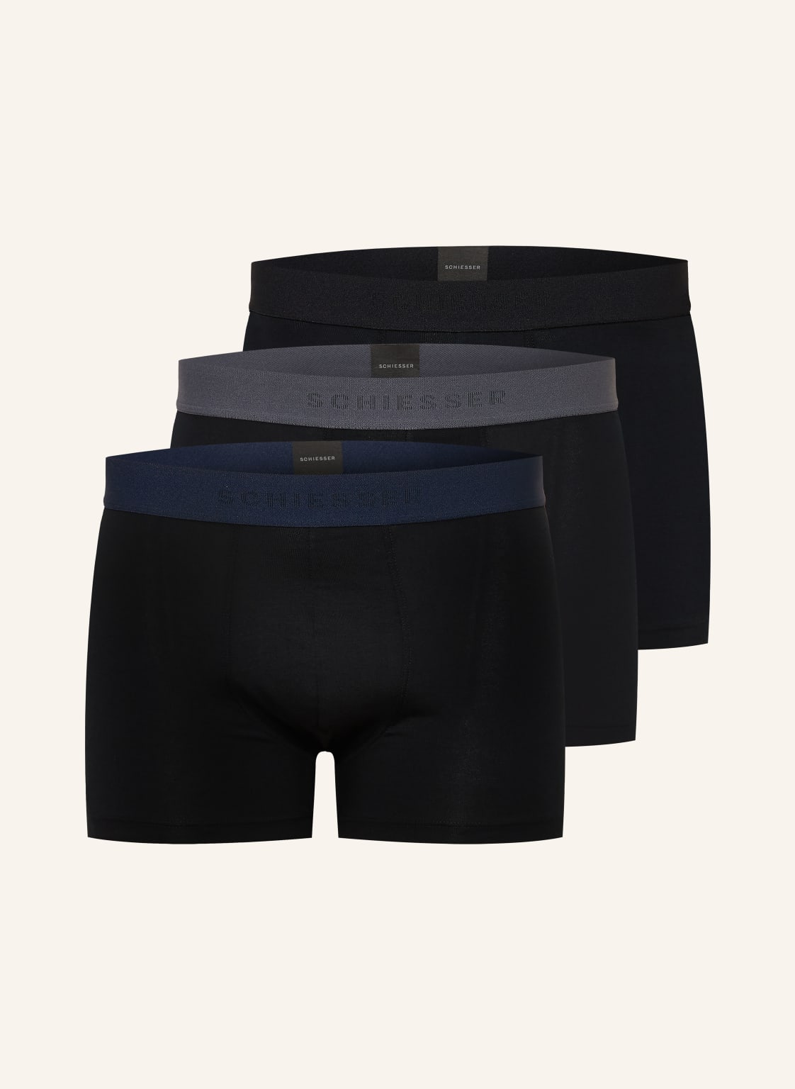 Schiesser Zestaw 3 Par Bokserek Organic Cotton blau