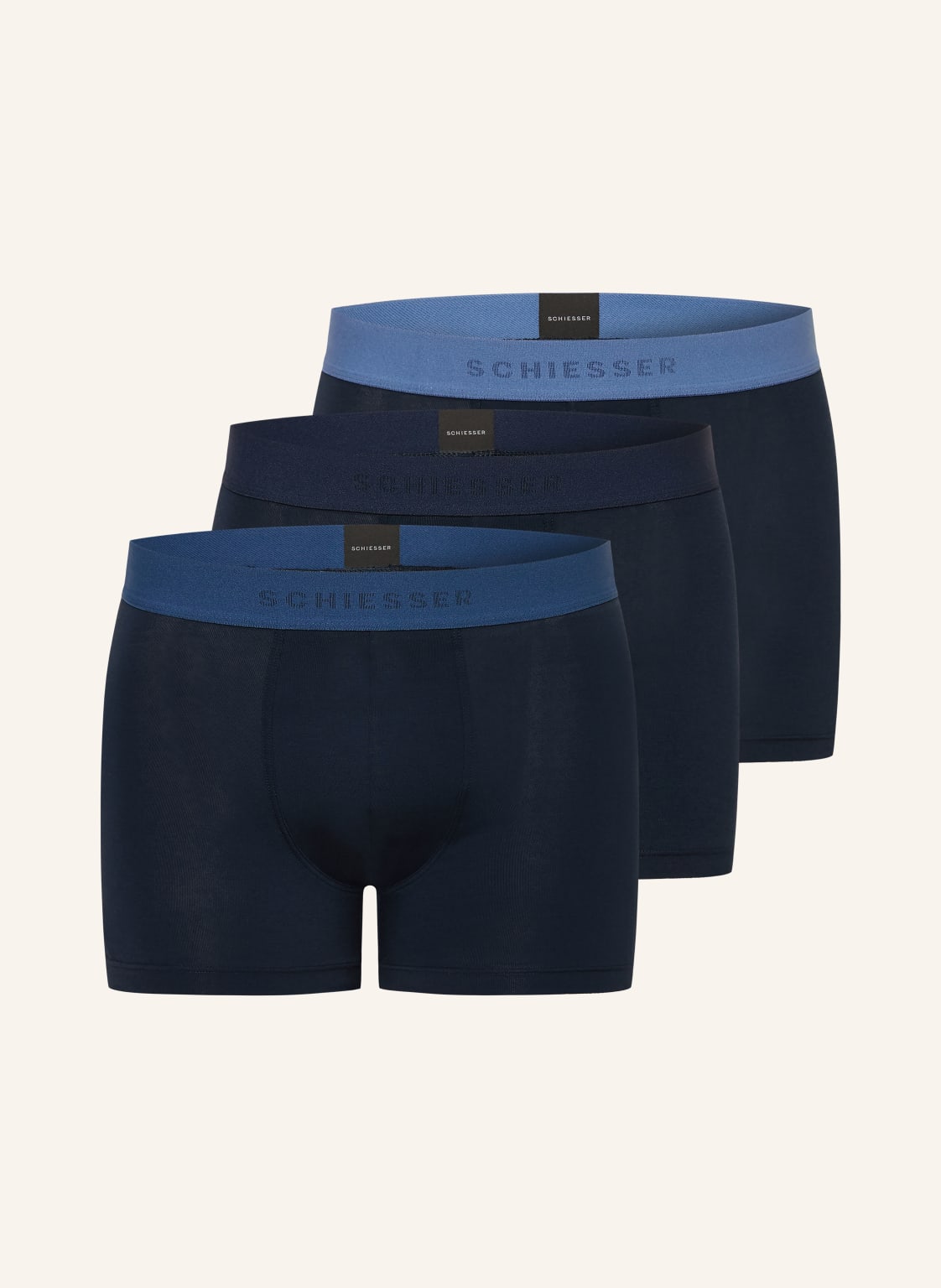 Schiesser Zestaw 3 Par Bokserek Organic Cotton blau