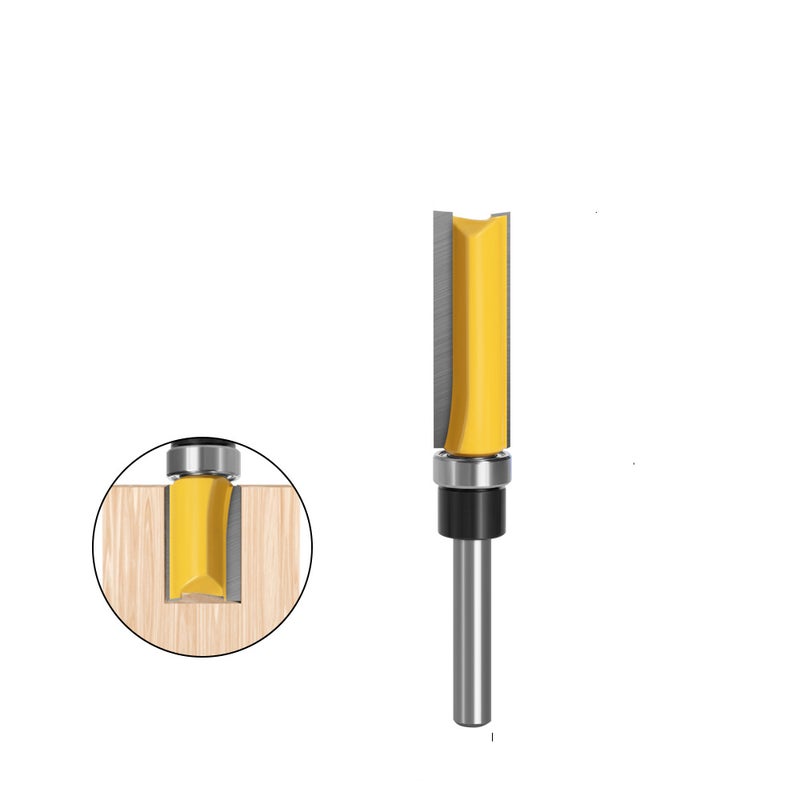 Frez do drewna z trzonkiem 6 mm, profil płaski i łożysko płaskie, narzędzie do obróbki drewna (1/4 x 1/2 cala x 38 mm)