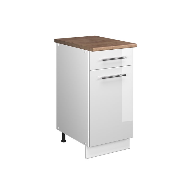 Vicco Szafka dolna pod zlew/płytę Fame-Line, Biały wysoki połysk/Biały, 40 cm, BP Dąb