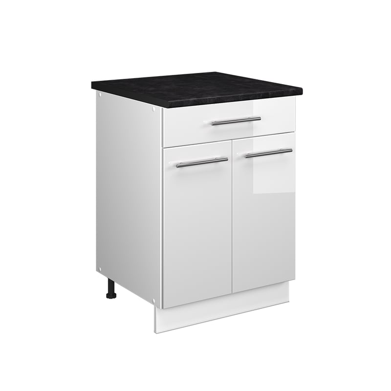Vicco Szafka dolna pod zlew/płytę Fame-Line, Biały wysoki połysk/Biały, 60 cm z szufladą, BP Antracyt