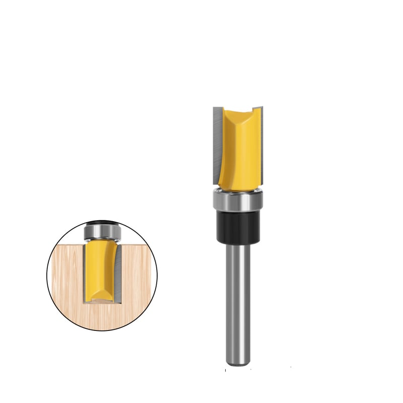 Frez do drewna z trzonkiem 6 mm, profil płaski i łożysko, narzędzie do obróbki drewna (1/4 x 1/2 cala x 20 mm)