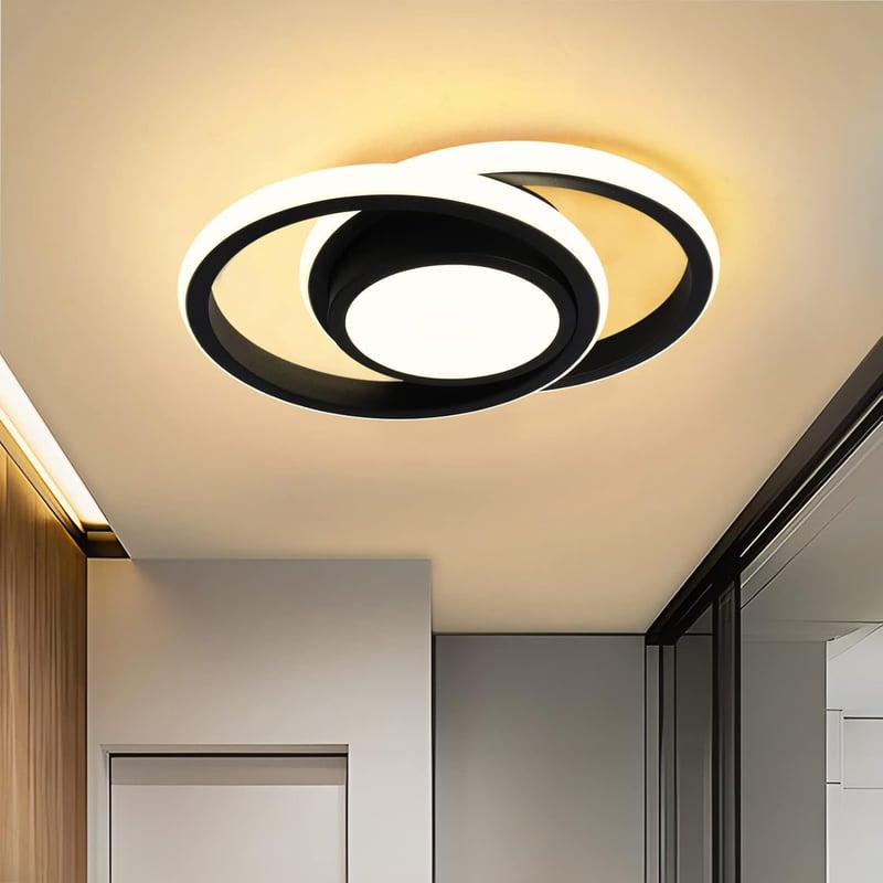 Czarny okrągły plafon LED 24 W, nowoczesny design, biała naturalna 4 000 K, idealny do sypialni, salonu, kuchni, średnica 30 cm [Klasa energetyczna E]