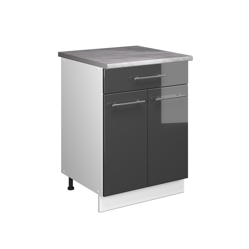Vicco Szafka dolna pod zlew/płytę Fame-Line, Antracyt połysk/Biały, 60 cm z szufladą, BP Marmur
