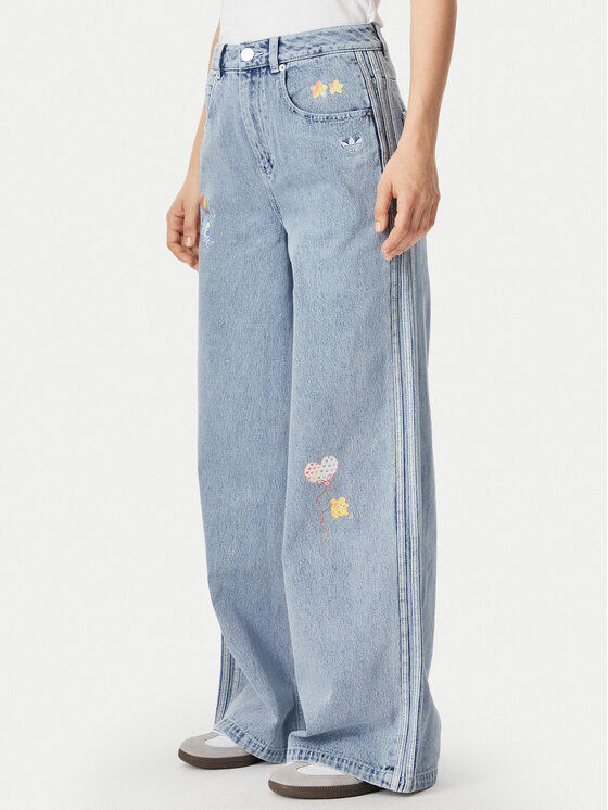 adidas Jeansy Care Bear High Rise KQ6748 Niebieski Wide Leg