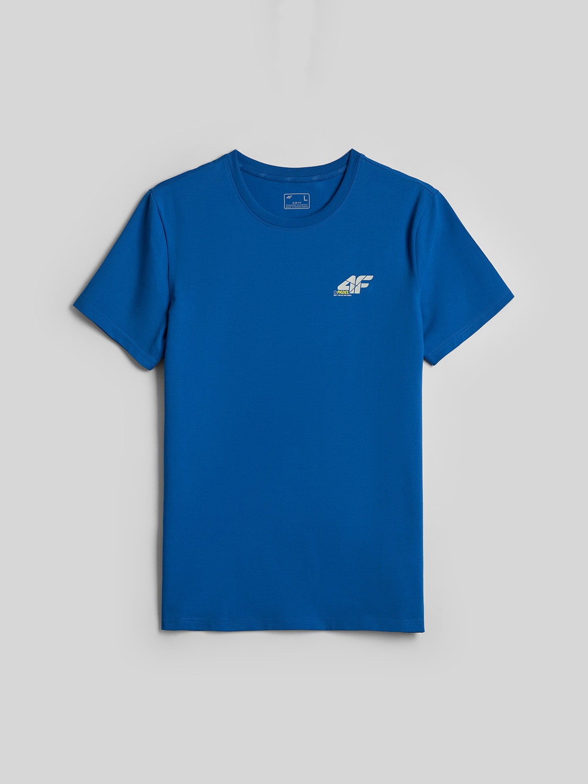 4F T-shirt slim gładki męski - niebieski S