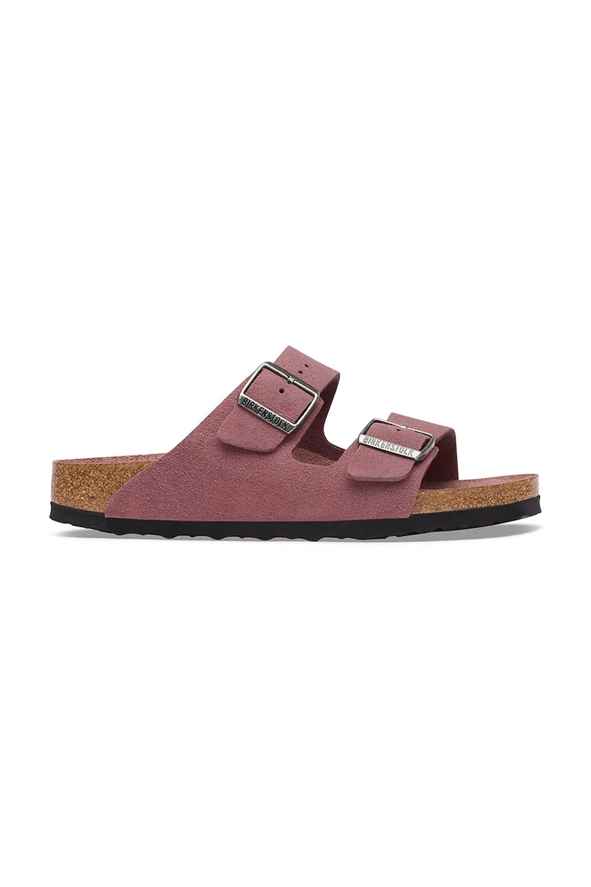 Birkenstock Arizona SFB LEVE klapki na płaskim obcasie damskie zamszowe