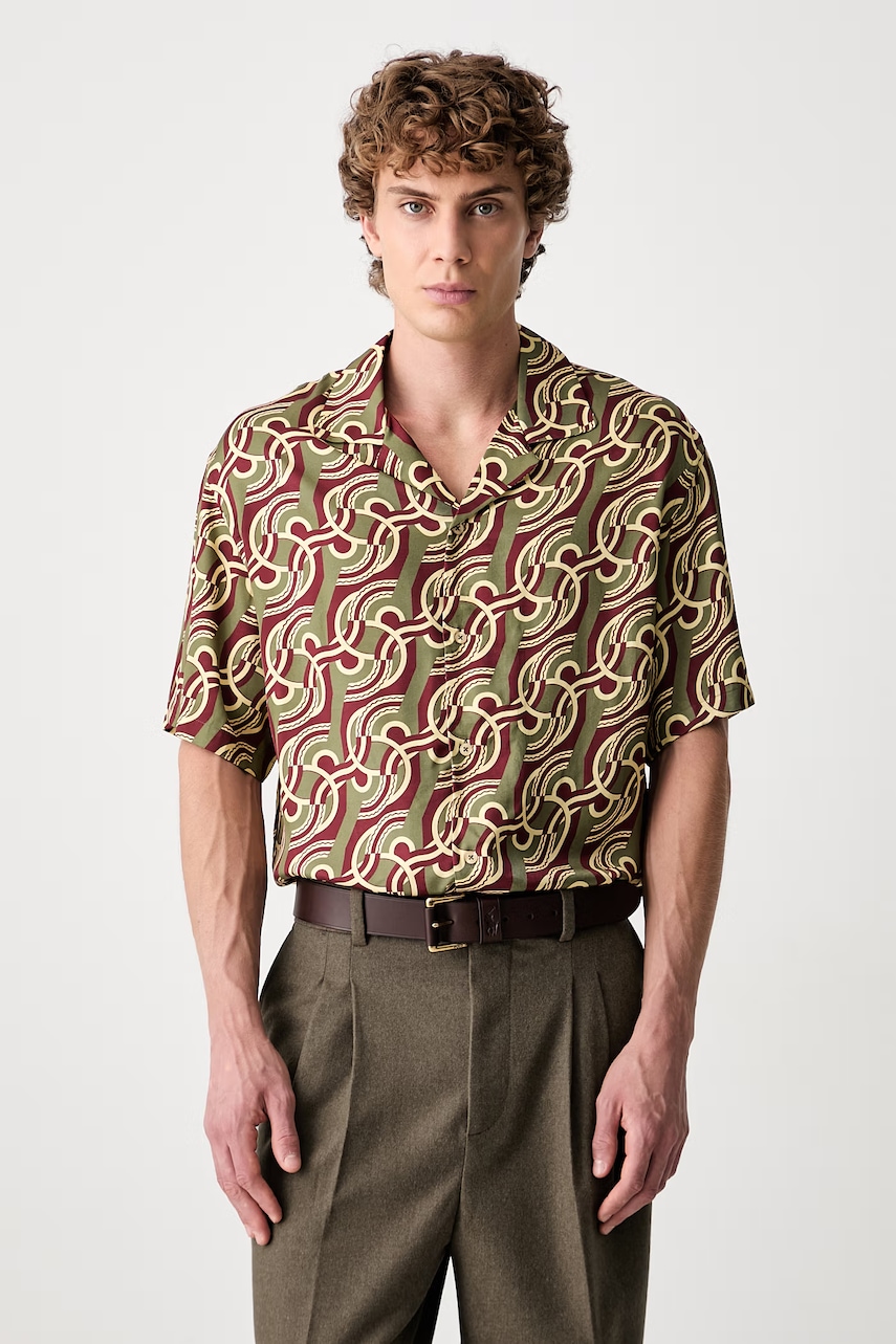 Drôle de Monsieur Chain Link Monogram koszula męska z wiskozy