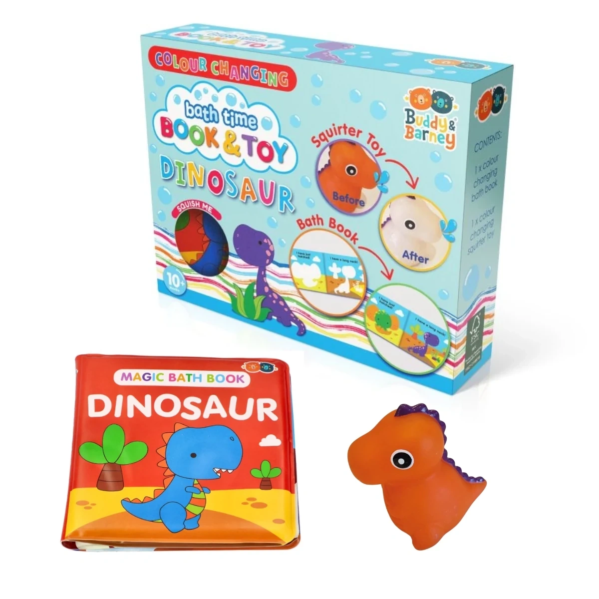 Książeczka do kąpieli dinozaur zmieniający kolor – Buddy&Barney 3+