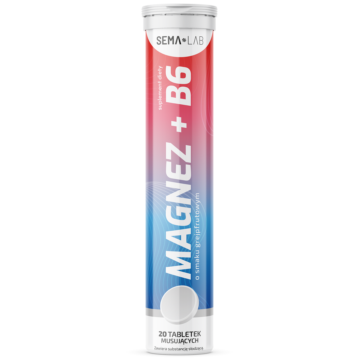 SEMA Lab Magnez + B6, smak grejpfrutowy, 20 tabletek musujących