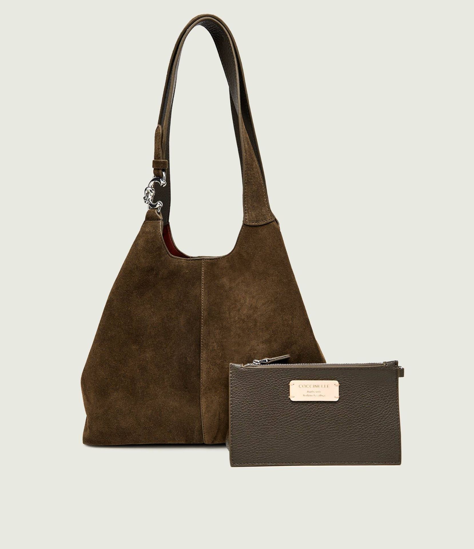 Coccinelle Shopperka + saszetka Coccinelle C-Easy zamsz