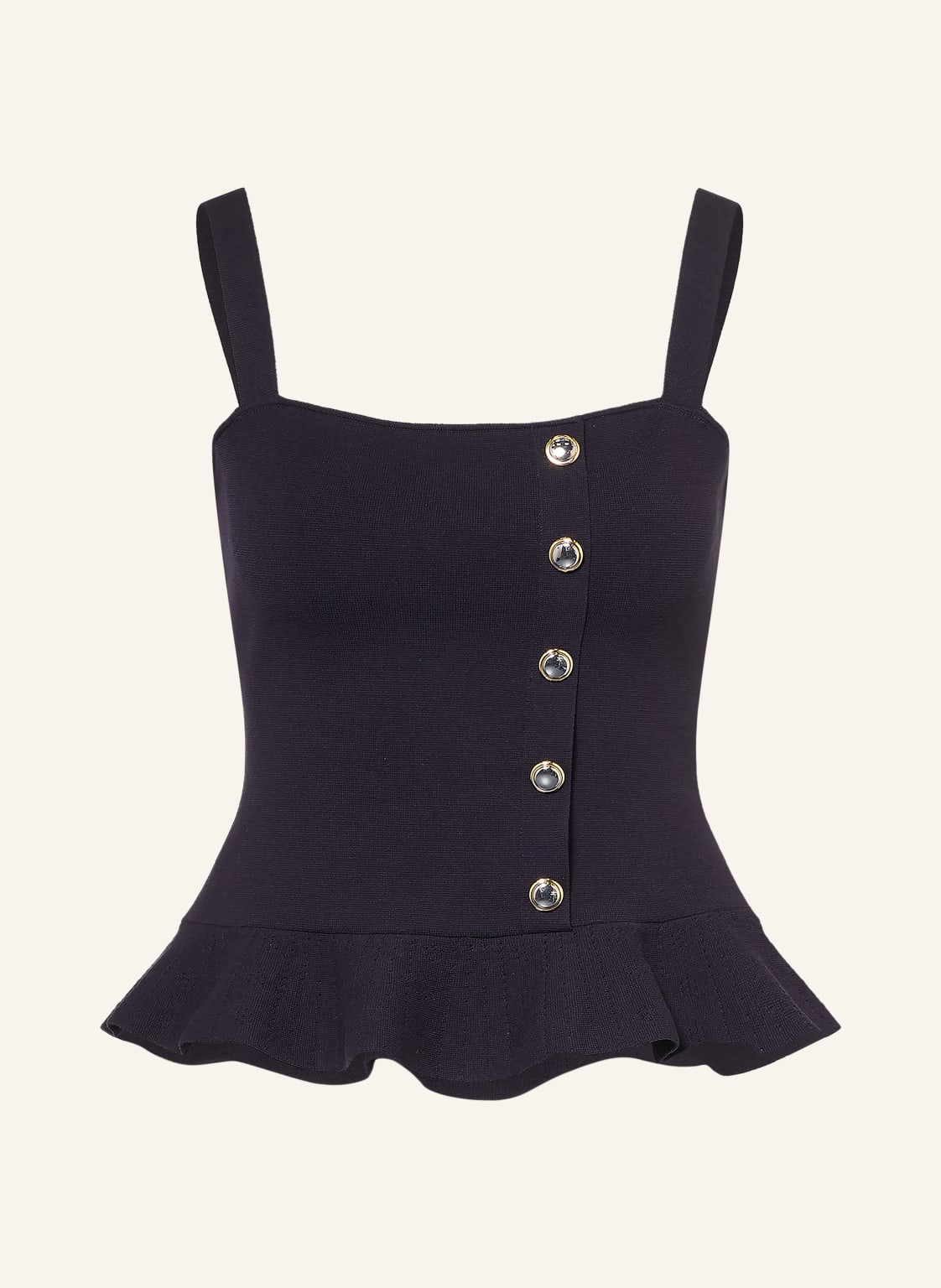 Claudie Pierlot Dzianinowy Top Z Falbanami blau