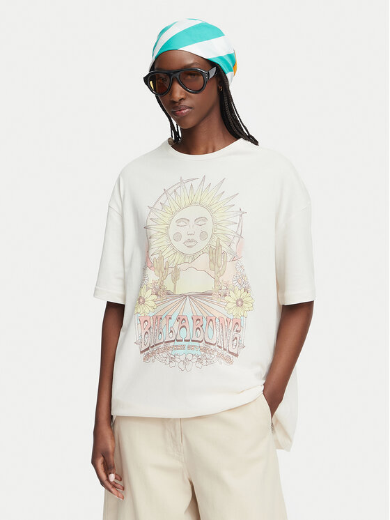 Billabong T-Shirt Chasin Sunshine EBJZT00411 Biały Loose Fit