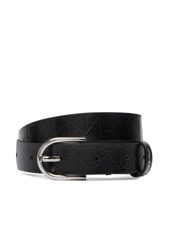 Calvin Klein Pasek Damski Round Buckle Debossed LV04F7143G Czarny