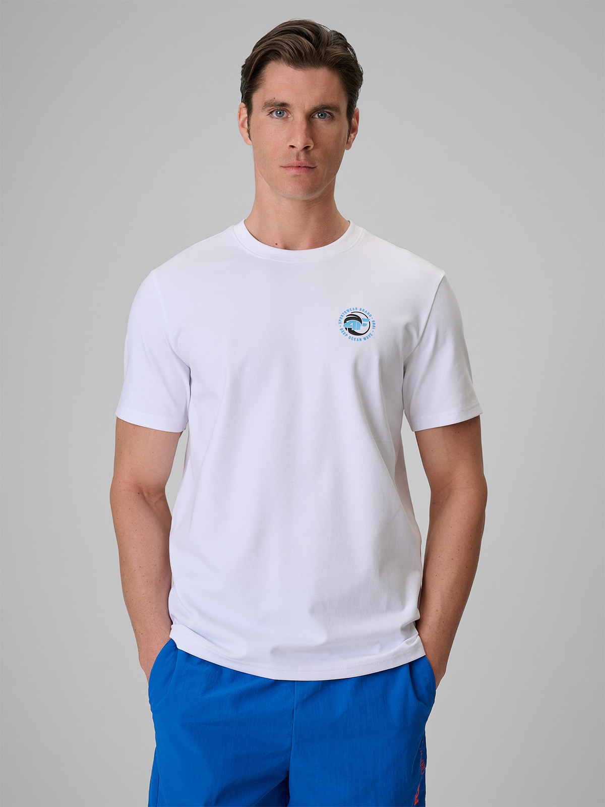 4F T-shirt regular z nadrukiem męski - biały XXL
